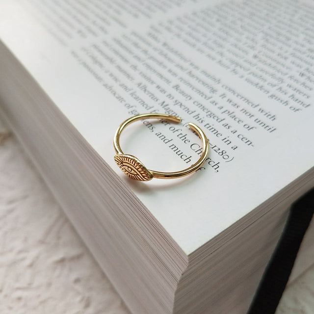 925 Sterling Silver Geometric Eye Ring Plated Open Ring