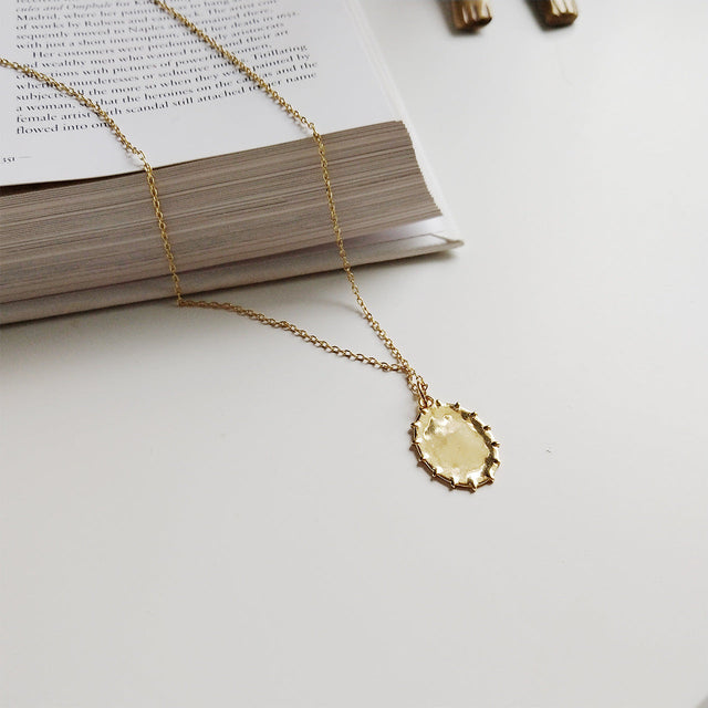 925 Sterling Silver Gold Plated Oval Geometric Necklace