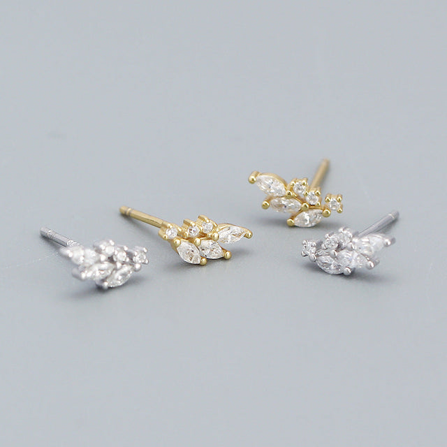 925 Sterling Silver Floral Geometric Earrings