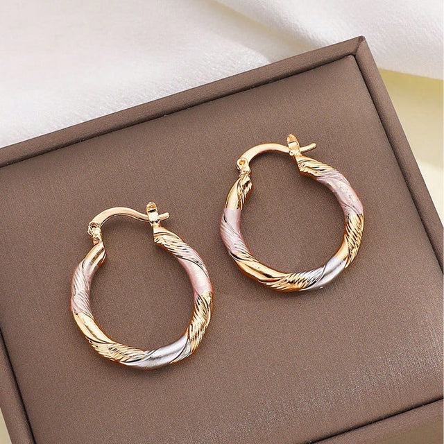 Minimalist Luxury Geometric Round Brass Plated Earrings for Women