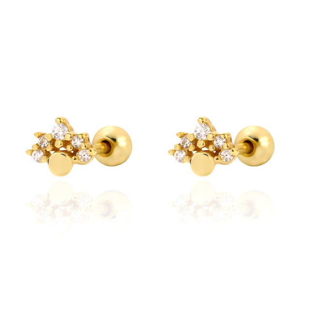 Chic Geometric S925 Sterling Silver Cubic Zirconia Ear Cuff Screw Studs for Women