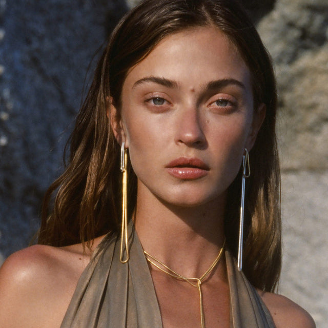 2024 Beach Style 18K Gold Plated Stainless Steel Long Snake Chain Tassel Drop Earrings for Women