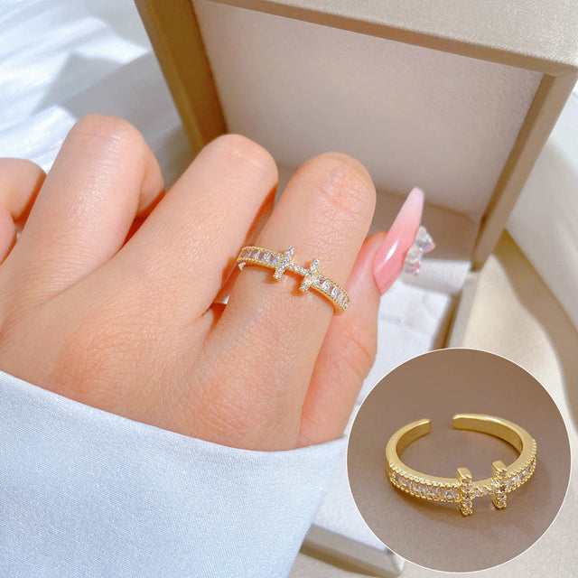 Adjustable Ring Minimalist Japanese Style Crown Design Women's Ring