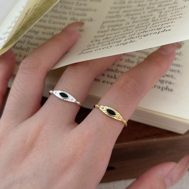 Minimalist Sweet 925 Sterling Silver Geometric Polka Dot Evil Eye Ring for Women