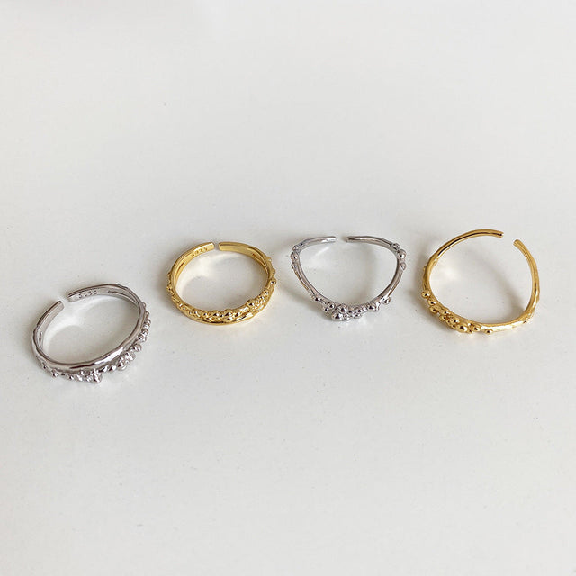 925 Sterling Silver Irregular Bubble Texture Ring for Women