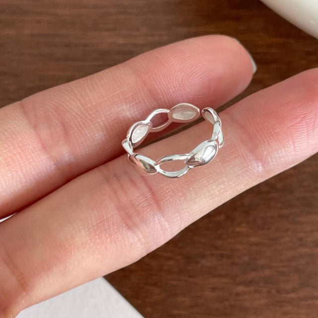 925 Sterling Silver Geometric Oval Plated Ring for Women