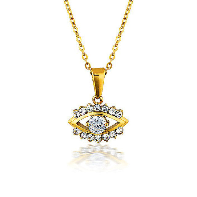 Minimalist 925 Sterling Silver 18K Gold Plated Geometric Eye Pendant Necklace for Women