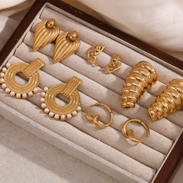 Vintage-Inspired Butterfly Stud Earrings in Stainless Steel with 18K Gold Plating for Women