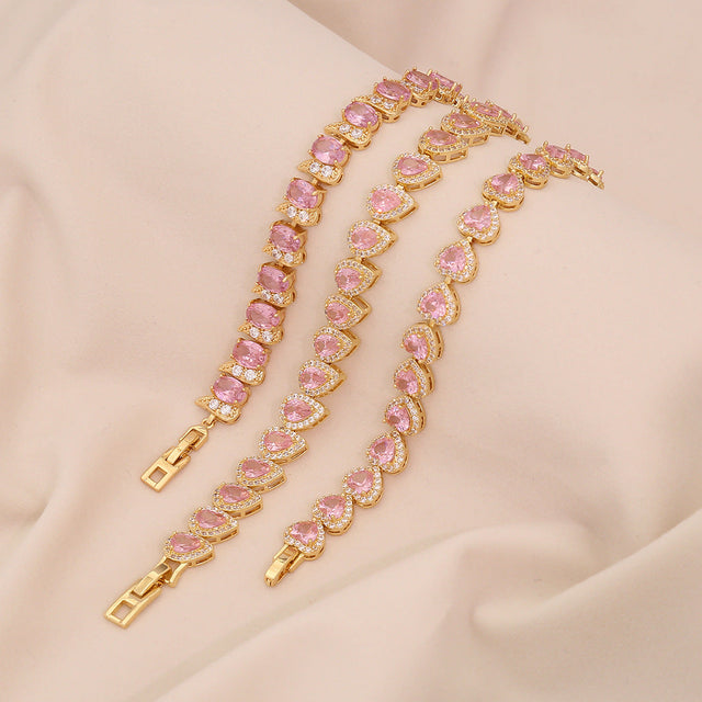 Fashionable OL Style Heart-Shaped Micro-Paved Cubic Zirconia Bracelet for Women