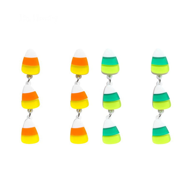 Cute Halloween Acrylic Candy-Shaped Geometric Earrings for Women with Handmade Finish