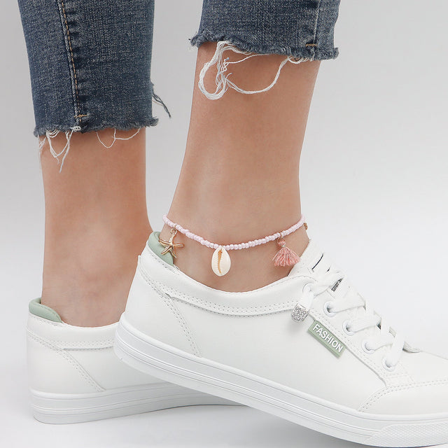 Bohemian-Style Geometric Alloy Anklet with Colorful Seed Beads and Tassel for Women Beach Shell Starfish Design
