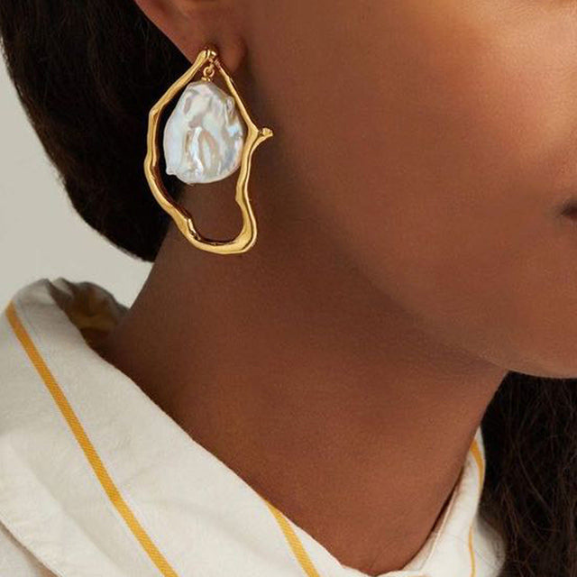Chic Fashionable Pearl Earrings for Women, Alloy and Stainless Steel Studs with Plating, Elegant New Style Jewelry