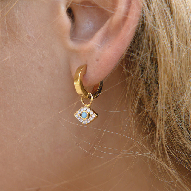 Luxury Minimalist Geometric Evil Eye Stud Earrings 18K Gold Plated Stainless Steel Fashion Jewelry for Women