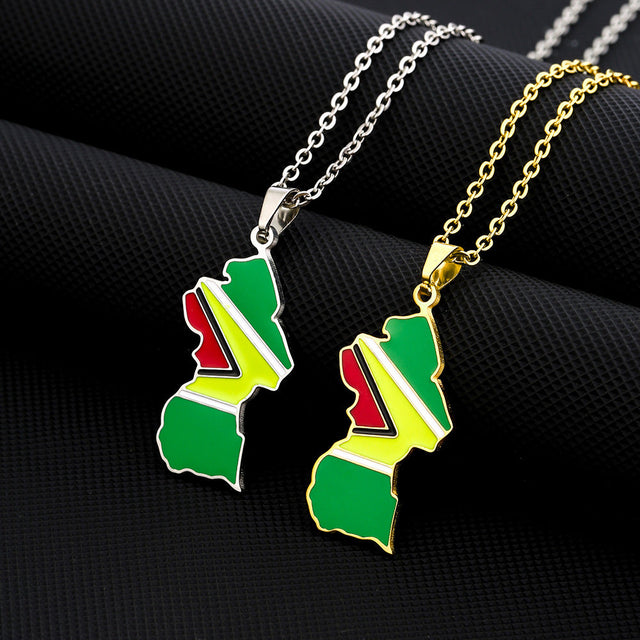 Ethnic Geometric Pendant Necklace in Stainless Steel with Titanium Steel Charm and Electroplated Finish on O-Chain for Unisex Wear