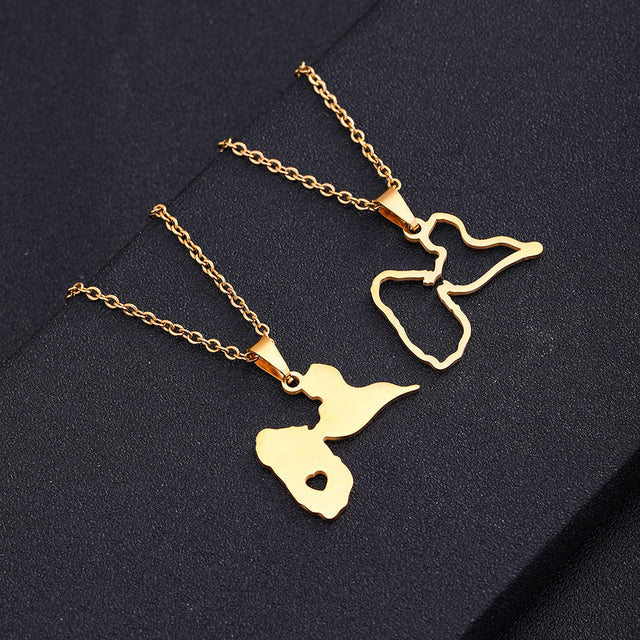 Ethnic Geometric Heart Pendant Necklace in Stainless Steel with Titanium Steel Charm and Electroplated Finish for Unisex Wear
