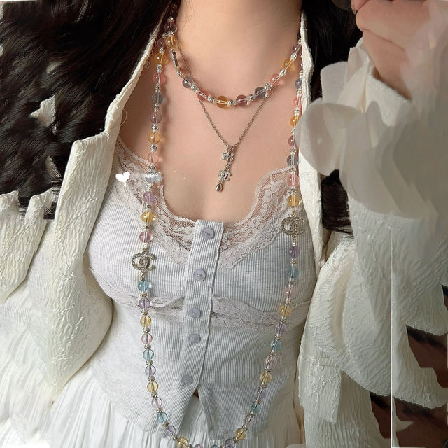 Elegant Luxury Letter Rhinestone Crystal Beaded Necklace for Women