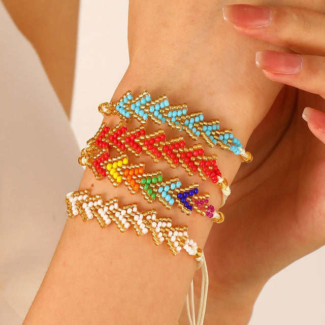 Bohemian Minimalist Geometric Arrow Glass Bead Handmade Bracelet