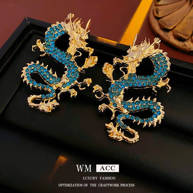 Fashionable Dragon-Shaped Zirconia Ear Cuffs for Women Stainless Steel Plated with Real Gold No-Piercing Ear Bone Clips