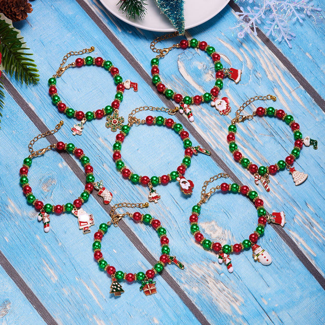 Adjustable Handmade Christmas Bracelet with Santa and Snowflake Charms Geometric Alloy Bracelet for Men and Women Holiday Gift
