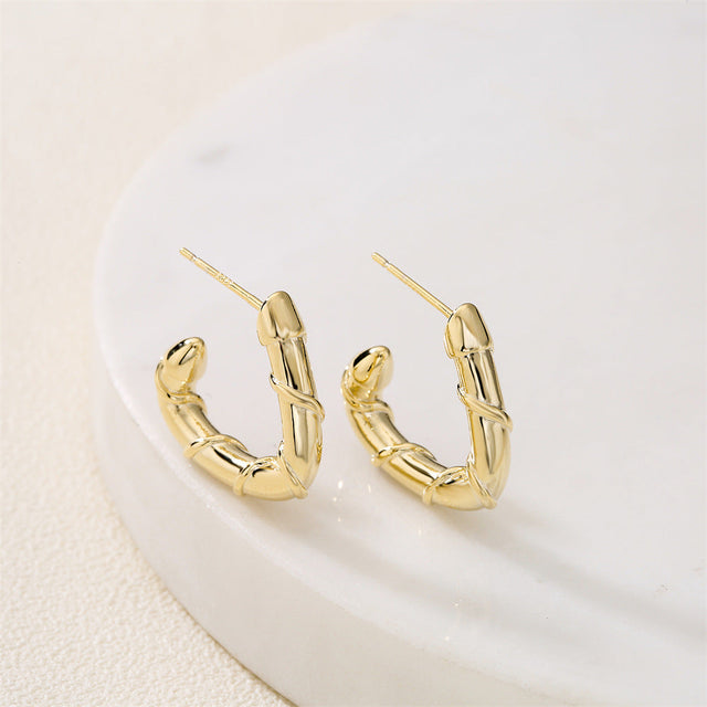 14K Gold Plated Geometric Brass Earrings with 925 Sterling Silver Posts for Women