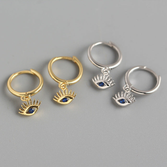 Sweet Punk 925 Sterling Silver Eye Cubic Zirconia Earrings for Women