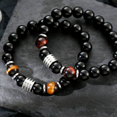 Black Vintage Obsidian Beaded Bracelet wholesale jewelry image 3