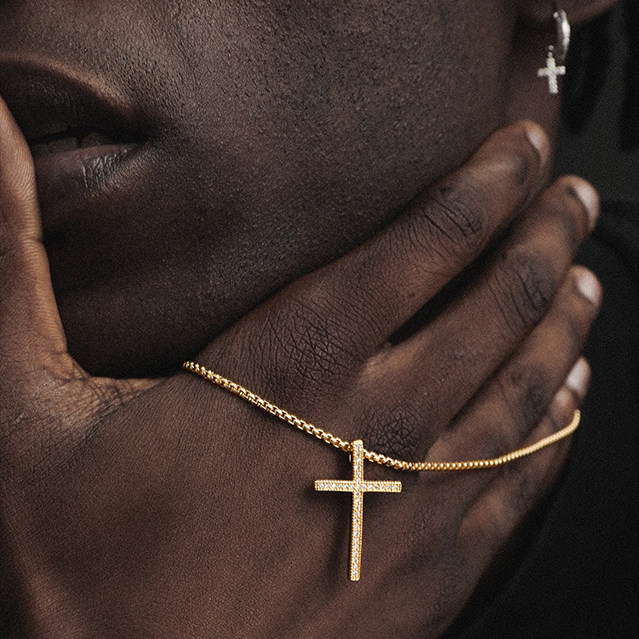Gold Tone Cross Short Necklace — Style 2023 wholesale jewelry image 1