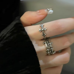 Black Punk Cross Open Ring wholesale jewelry image 2