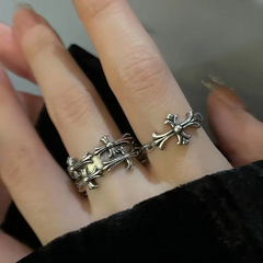 Black Punk Cross Open Ring wholesale jewelry image 3