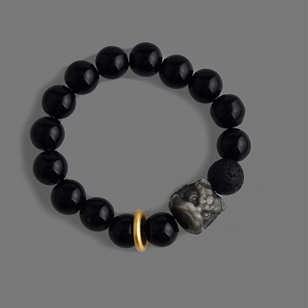 Black Obsidian Beaded Bracelet — Style 5117 wholesale jewelry image 1