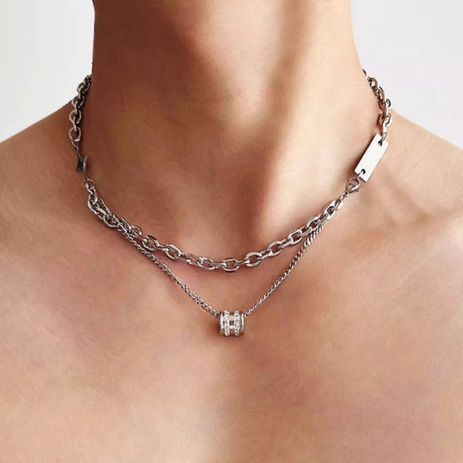 Zircon Layered Necklace wholesale jewelry image 1