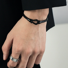 Black Horseshoe Braided Bracelet wholesale jewelry image 1