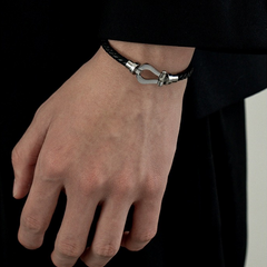 Black Horseshoe Braided Bracelet wholesale jewelry image 3