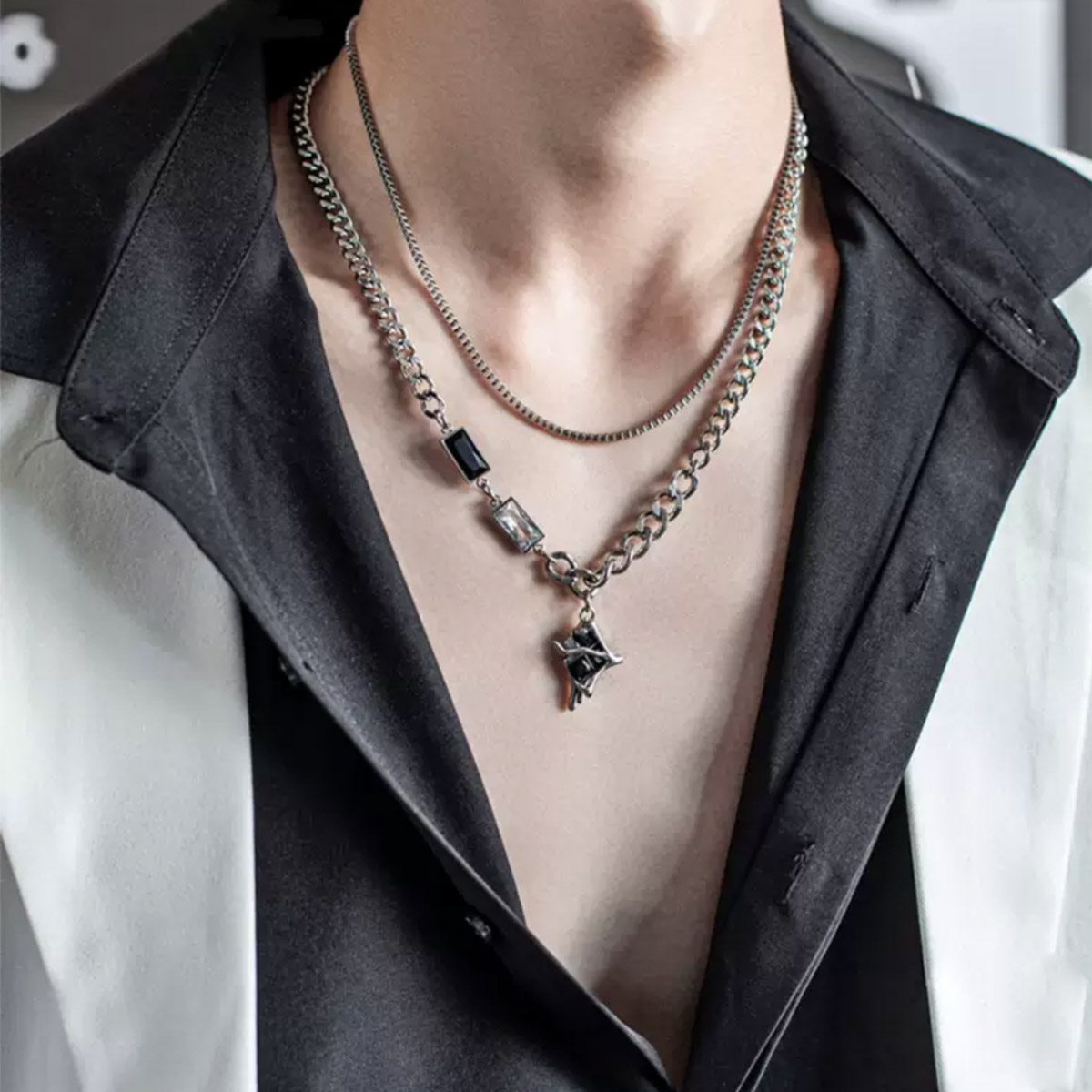 Statement Layered Necklace — Style 8614 wholesale jewelry image 1