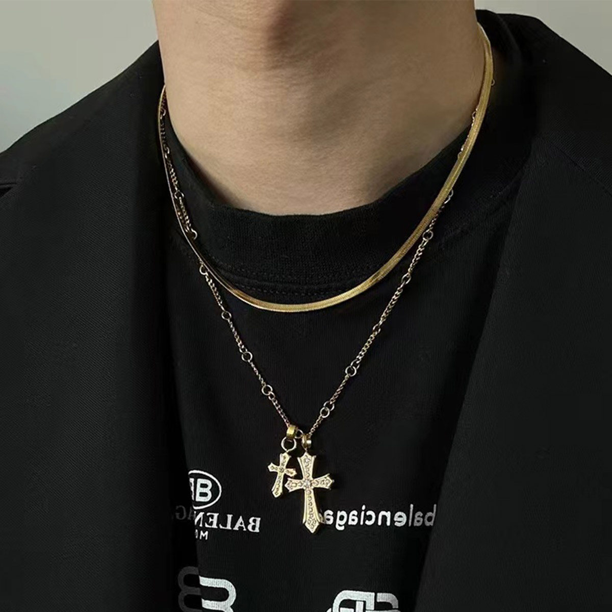 Gold Tone Cross Pendant Necklace wholesale jewelry image 1
