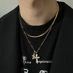 Gold Tone Cross Pendant Necklace wholesale jewelry image 1
