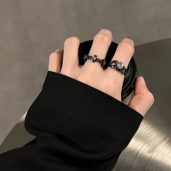 Black Punk Zircon Open Ring wholesale jewelry image 1