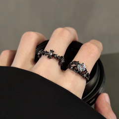 Black Punk Zircon Open Ring wholesale jewelry image 2