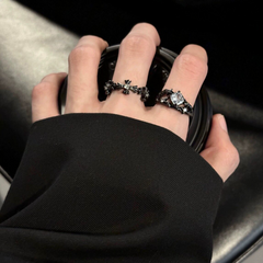 Black Punk Zircon Open Ring wholesale jewelry image 3