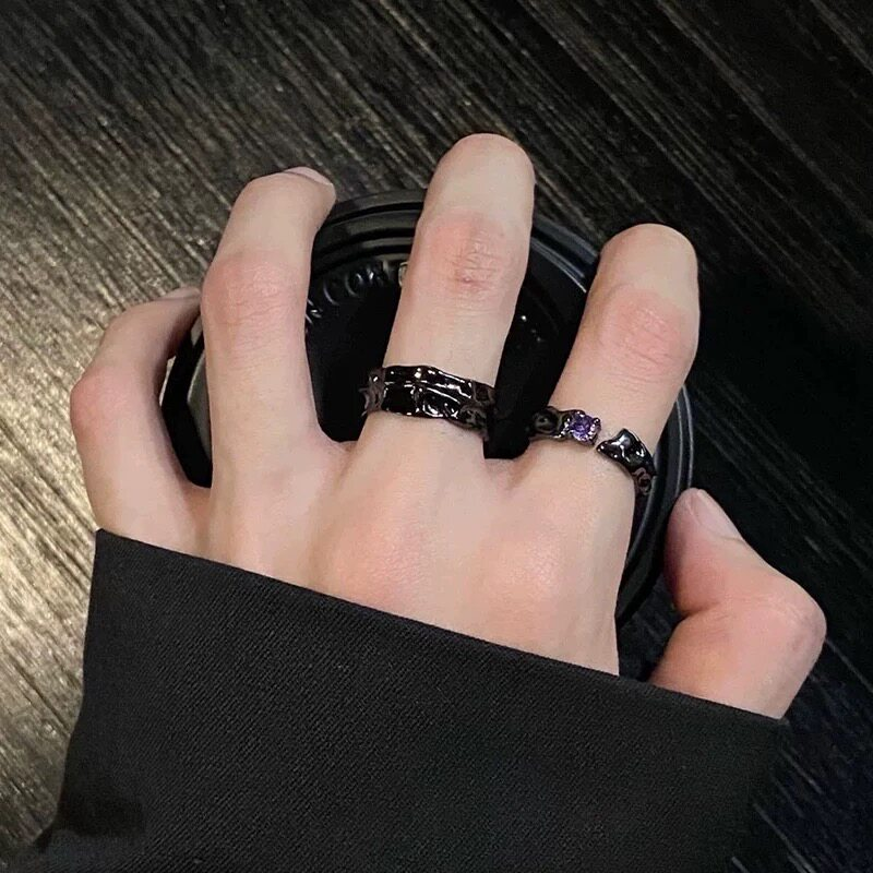 Black Textured Zircon Open Ring wholesale jewelry image 1