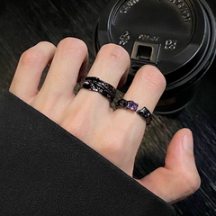 Black Textured Zircon Open Ring wholesale jewelry image 3
