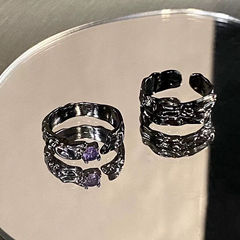 Black Textured Zircon Open Ring wholesale jewelry image 4