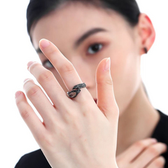 Black Punk Cat Eye Open Ring wholesale jewelry image 3