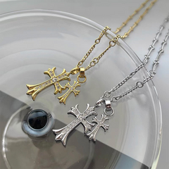 Gold Tone Cross Pendant Necklace — Style 9353 wholesale jewelry image 1