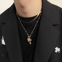 Gold Tone Cross Pendant Necklace — Style 9353 wholesale jewelry image 2