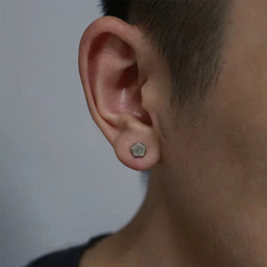 Brushed Pentagon Stud Earrings wholesale jewelry image 2