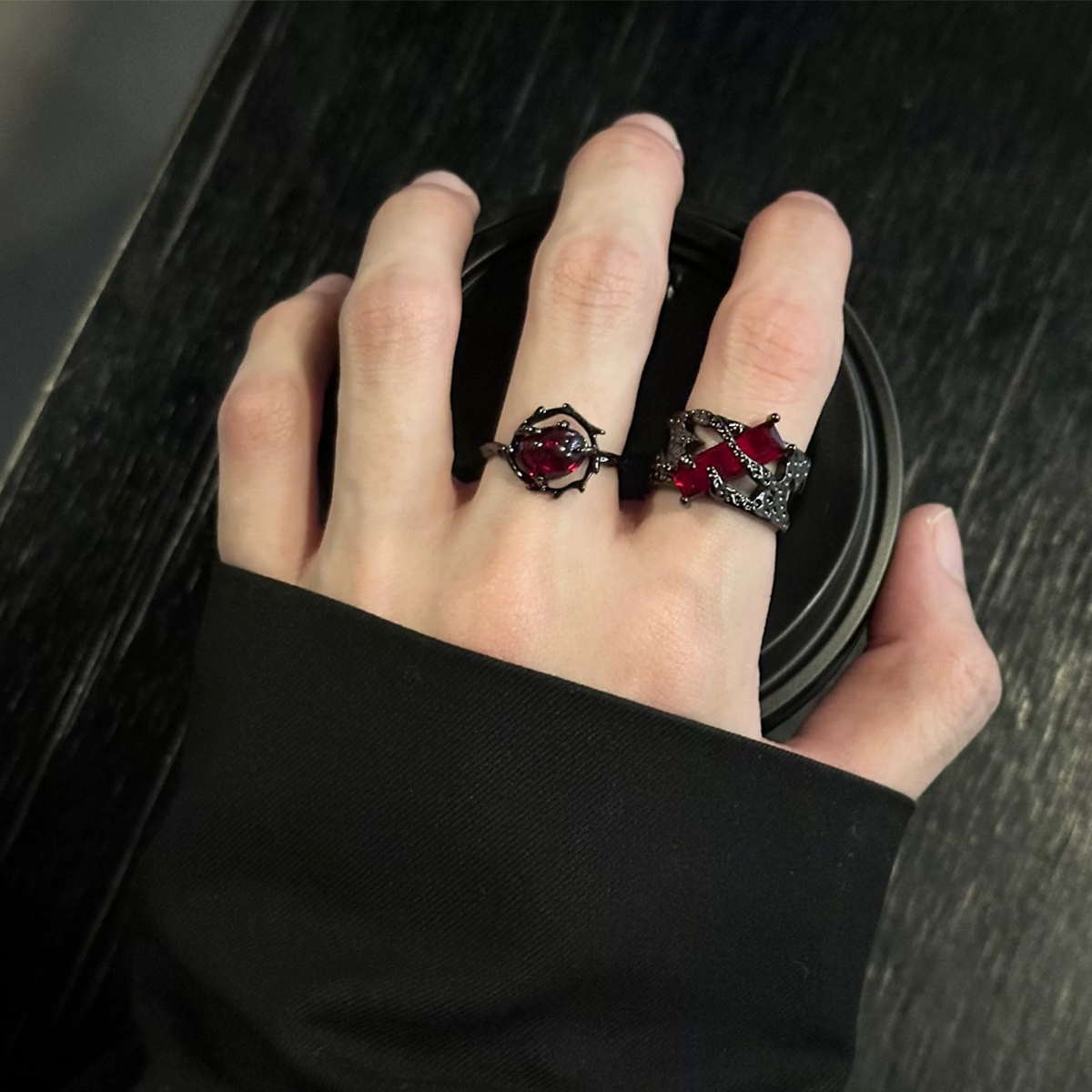 Black Punk Moon Open Ring wholesale jewelry image 1