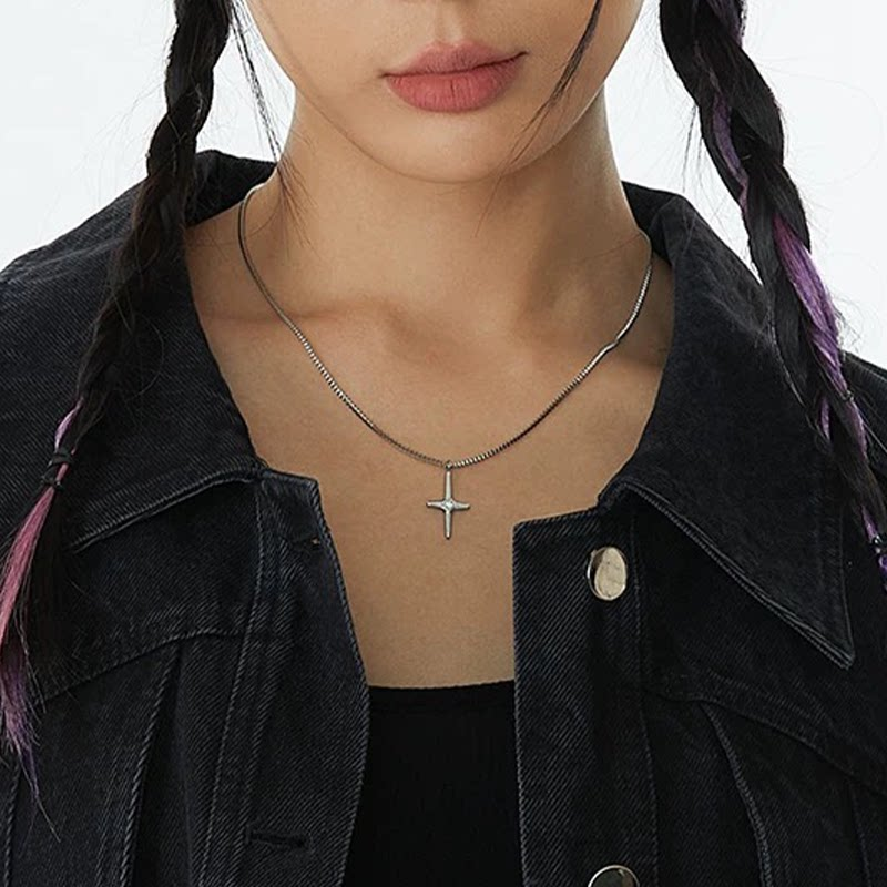 Minimal Cross Short Necklace — Style 5117 wholesale jewelry image 2