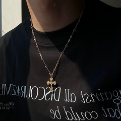Gold Tone Cross Short Necklace wholesale jewelry image 1