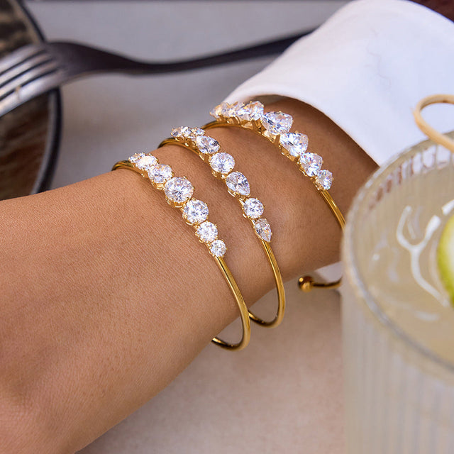 18K Gold Plated Stainless Steel Cubic Zirconia Bracelet
